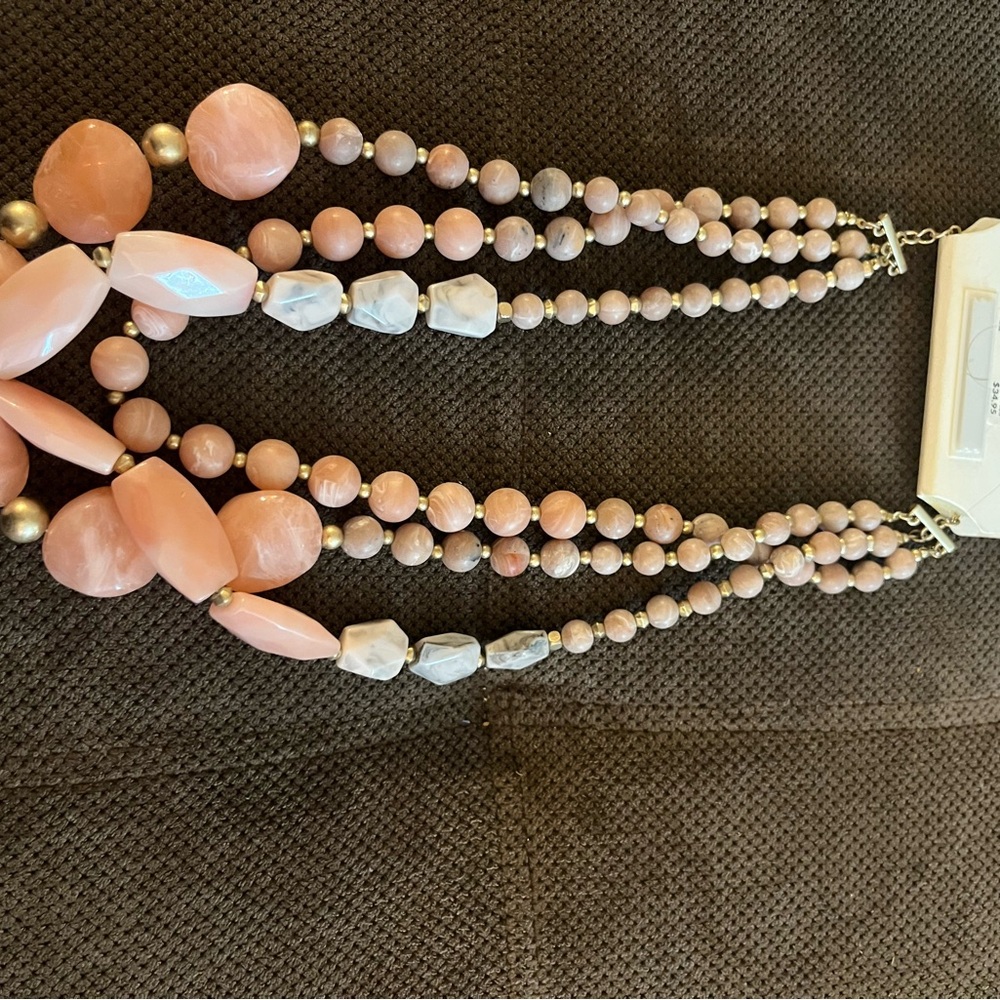 Lane Bryant Pink and Gold Beaded Necklace - Picture 4 of 6